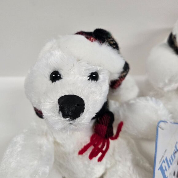 2 x Vintage Sears Exclusive Plush Flurry Stuffed White Polar Bear w/ Hat 6" - Picture 4 of 8
